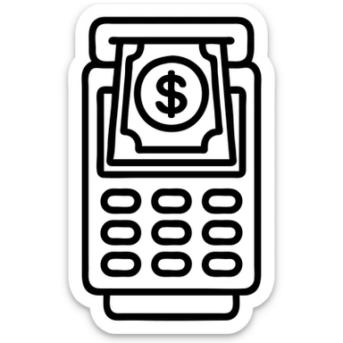 money coming out of a payment terminal, modern style, icon-like, minimal, bold lines sticker