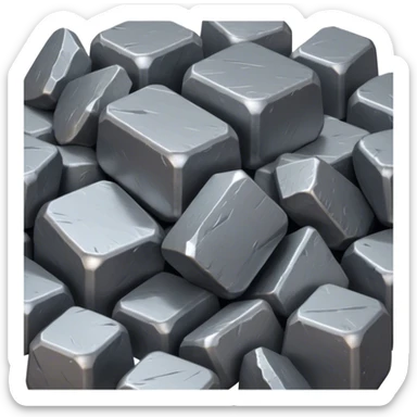 Cinematic Realistic Lead Ore, Heavy and dense, with a matte gray surface and subtle metallic glimmer. The metal's weight and durability are evident, with soft, sharp edges and a slight texture that enhances its solid presence. Soft glowing outline, capturing the essence of raw strength and industrial power in lead ore. sticker