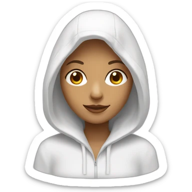 Femme blanche avec une capuche sur la tête  sticker