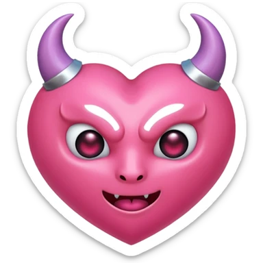 a plain pink heart with demon horns on it, no face sticker