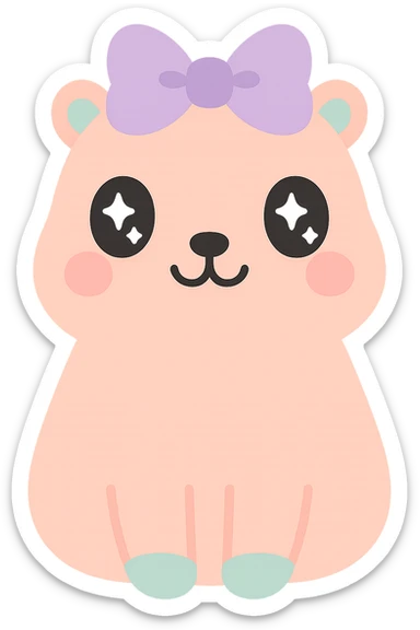 capibara with coquette bow, adorable style, soft colors, transparent background sticker