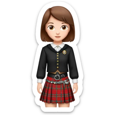 female with scottish attaire and brown hair sticker