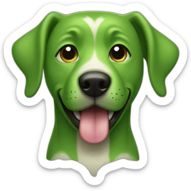 a green dog with his tongue sticking out sticker
