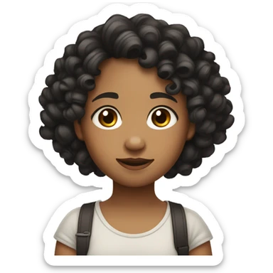 Blasian girl with black gig curly ringlets down to her shoulders sticker