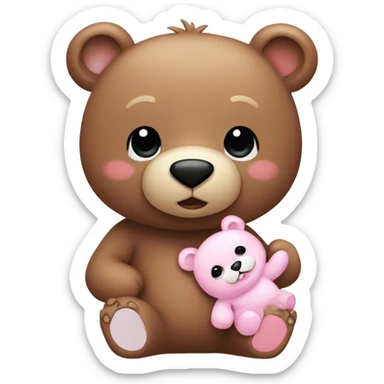 Bear with Baby pink sticker