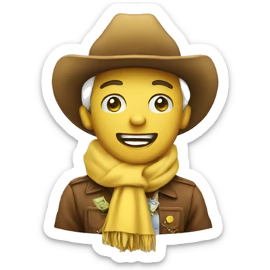 money yellow happy emoji cowboy sticker