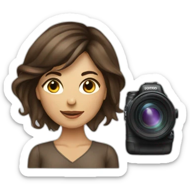 woman photographer long brune hair sticker