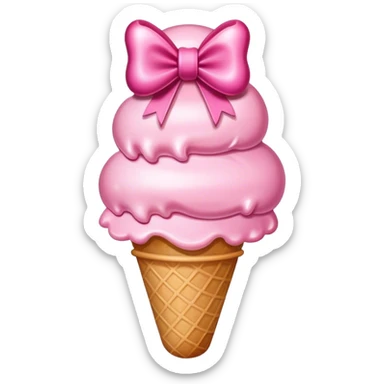 pink ice cream with a bow on top sticker