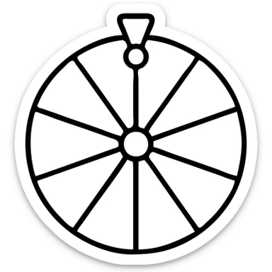 Fortune wheel with segmented sections and a spinner pointer sticker