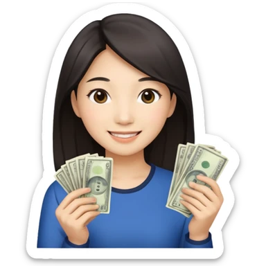 Hot Asian girl with money  sticker
