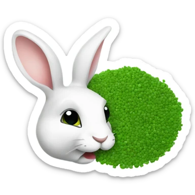 Rabbit eating green granules sticker