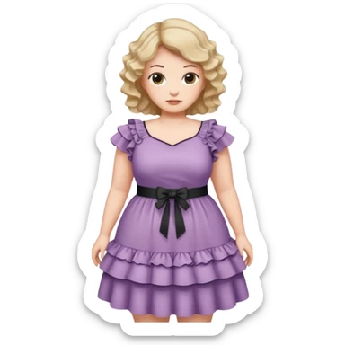 Can you make and she’s wearing a dress like a ruffles and her hand is on her waist and she’s fat sticker