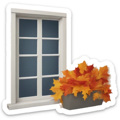 window sill with fall leaves outside sticker
