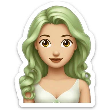 Femme en robe de mariée avec les yeux de couleur verte avec les cheveux lisse et long ainsi qu'un homme en costume avec les yeux marron avec les cheveux boucle mi long chatin foncé sticker