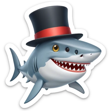Shark with a top hat sticker