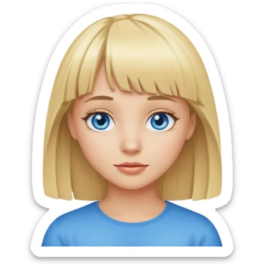 Blonde girl with bangs and blue eyes sticker