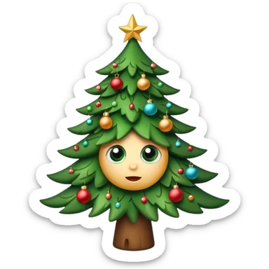 Christmas tree with cute eyes  sticker