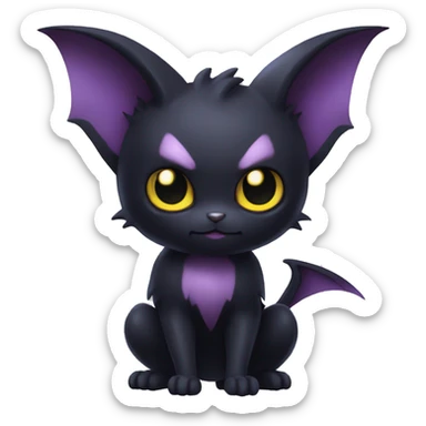 Cool Cute Edgy Dark Black Batty Chibi Noibat-Cat-Pokémon-Fakémon-hybrid sticker