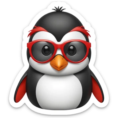 Penguin • High-Realism 3D Rendering
• Sunglasses with Red Frames
• Small Tuft/Lock of Hair on the Head sticker