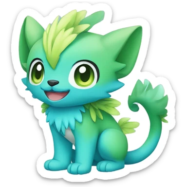 Cute cool green blue animal hybrid Fakemon full body sticker