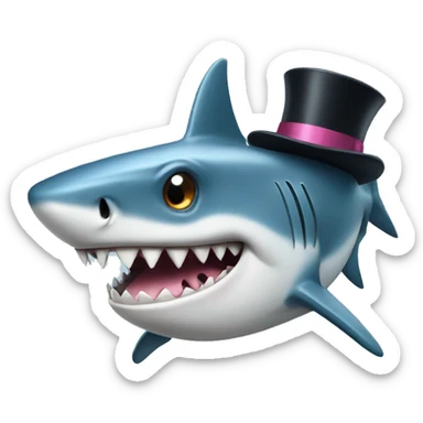 Shark with a top hat sticker
