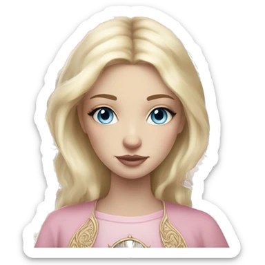 light pink tarot cards magic blonde girl white skin blue eyes  sticker