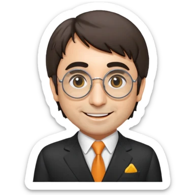 Keith Moon emoji style, portrait, smiling, iconic round glasses sticker