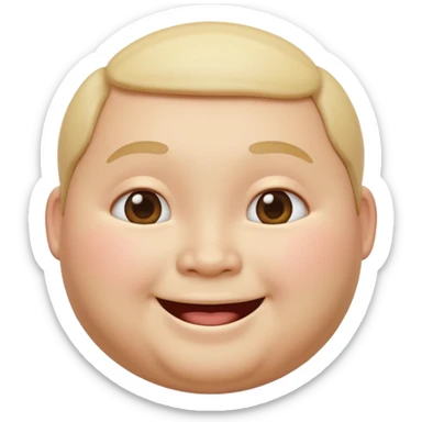 A 3D emoji in iOS emoji aesthetic style of a chubby person with round cheeks and a happy smile, soft and friendly expression, smooth glossy texture, minimal white background. sticker