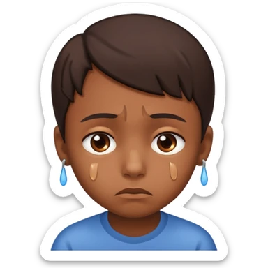 kid with brown skin sad hurt sticker