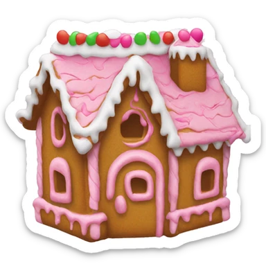 Gingerbread house with pink frosting  sticker