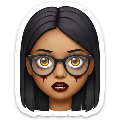 menina de cabelo liso preto e oculo memoji zumbi sticker