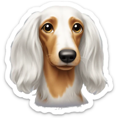 White long haired wiener dog sticker