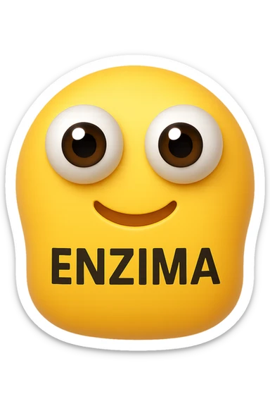 emoji con enzima umano con occhi 3d con la scritta "ENZIMA" SUL CORPO IN ITALIANO sticker