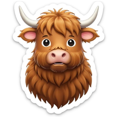 highland cow emoji outline sticker