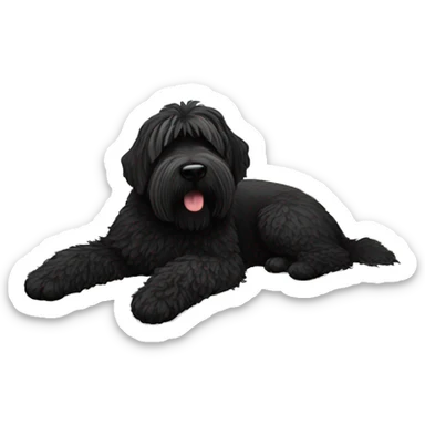 Black Russian terrier sleeping on bed  sticker