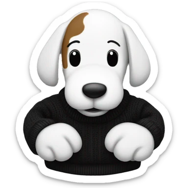 black sweater with image of snoopy on it sticker