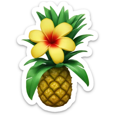 hawaiian flower with pineapple  sticker