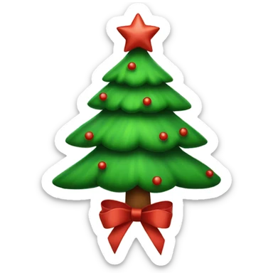 Green Christmas tree with red rebbons  sticker