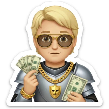Knight with gold chain dark glasses money sticker