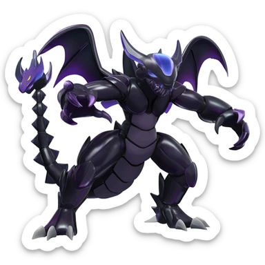 Futuristic shiny glossy edgy dark shady shadowy evil Scizor-Bisharp-Darkrai-Fakémon-hybrid-creature (full body)  sticker