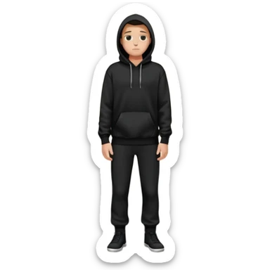 fullbody Mysterious sky man in black hoodie, hands in pockets and black pants sticker