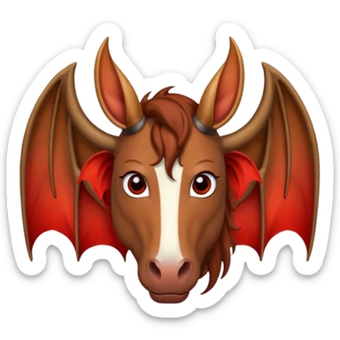 horse with horns and red bat wings sticker