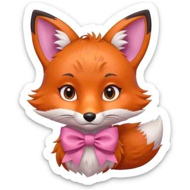 cute fox with pink bow, bust up sticker