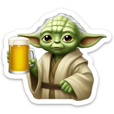 Bebe yoda qui bois une bière sticker