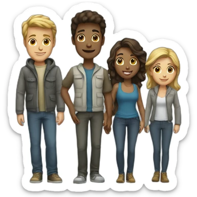 a group of people standing togetehr sticker