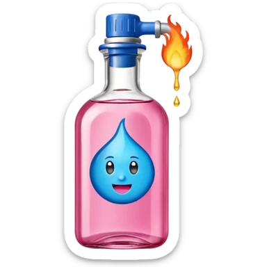 bottle of oil blue top pink outside with logo that says Diddy oil with fire emoji sticker