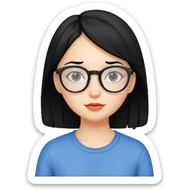 girl black hair and glasses sticker