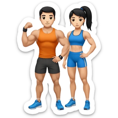 Fitness trainer shows the biceps at full length sticker