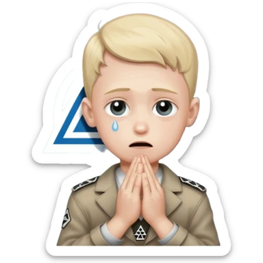 budda crying while praying with floating nazi illuminati eye of raw around him while saying boy with an israel symble on his hand sticker