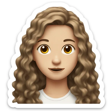 Pale Teen with WAVY LONG BROWN HAIR and brown eyes  sticker